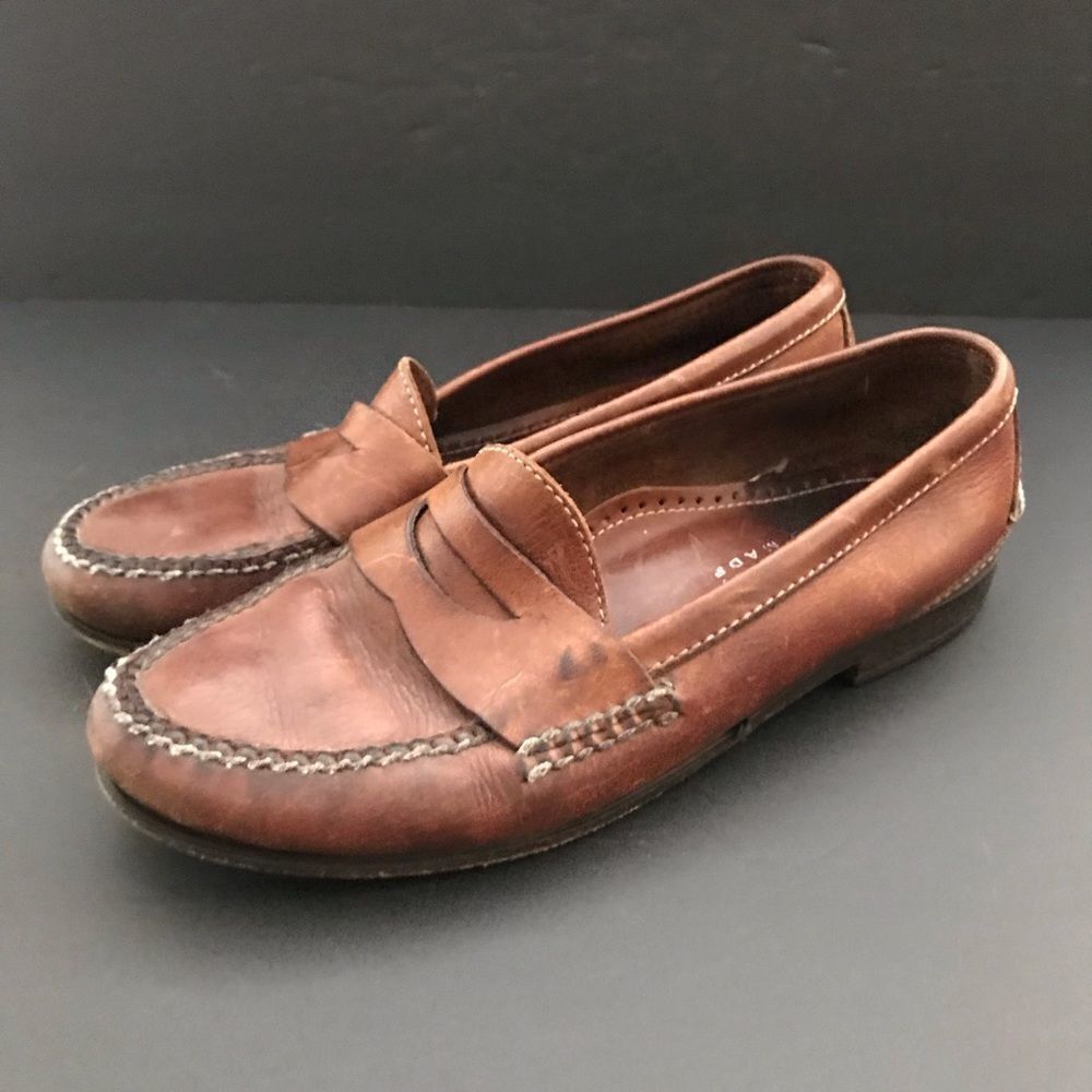 Hand Made Distressed loafers saddle leather worn